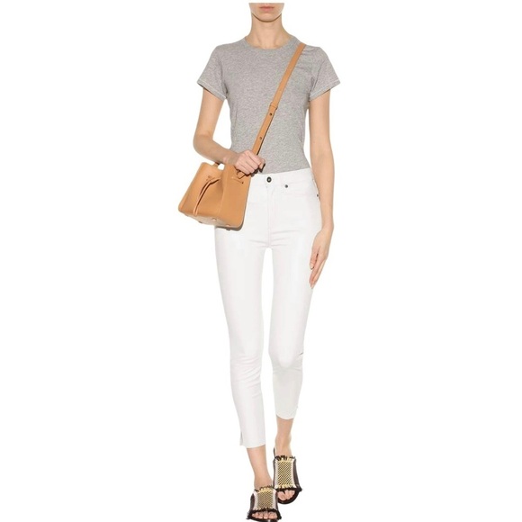 NWT $135 Rag & Bone 10 Inch Capri Jeans with Slit in White 28 - Picture 3 of 14